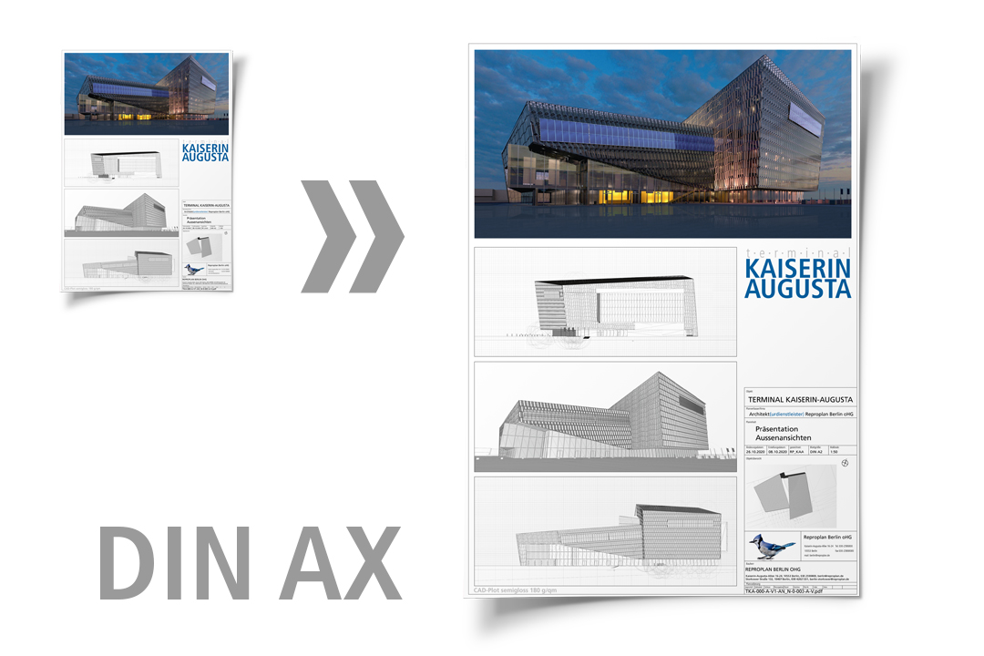 Skalierter CAD-Plot gefalten